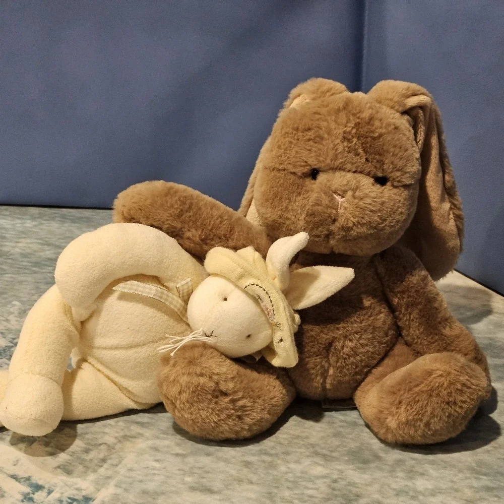 Bunnies By The Bay Bunny Plush Bundle Aurora Brown Cream Rabbit Stuffed Animals